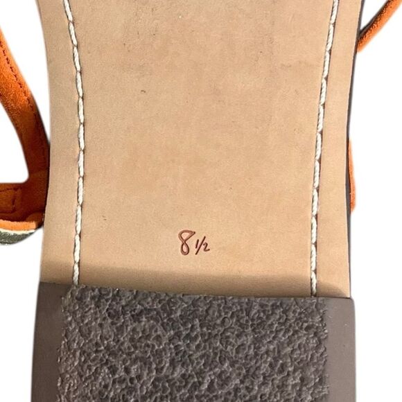 Sam Edelman Gela Sandals Womens 8.5M Orange Suede Fringe Flat T-Strap Shoes - Picture 8 of 8